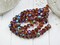 *25* 6x8mm Antique Silver Washed Ruby Sunset Fire Polished Rondelle Beads